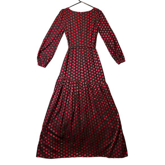 Lovers and Friends Augustus Long Sleeve Gown Red Black Polka Dot Print Sz S - Picture 5 of 8